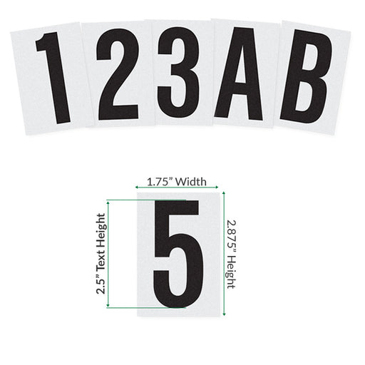 2.5" Reflective Black Text Mailbox Numbers