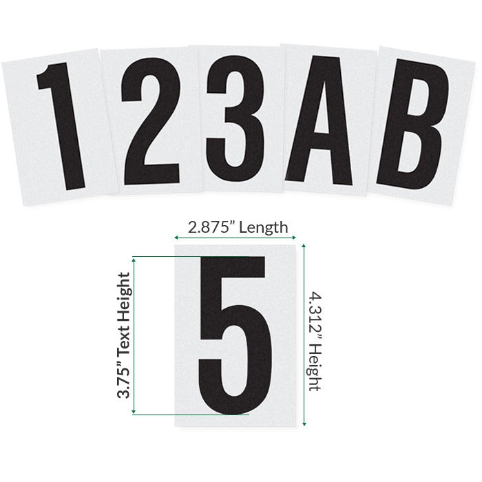 3.75" Tall Black Text Reflective Mailbox Numbers