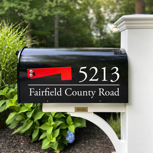 Personalized mailbox decal with address and line