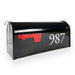 Mailbox with a custom number decal sticker.