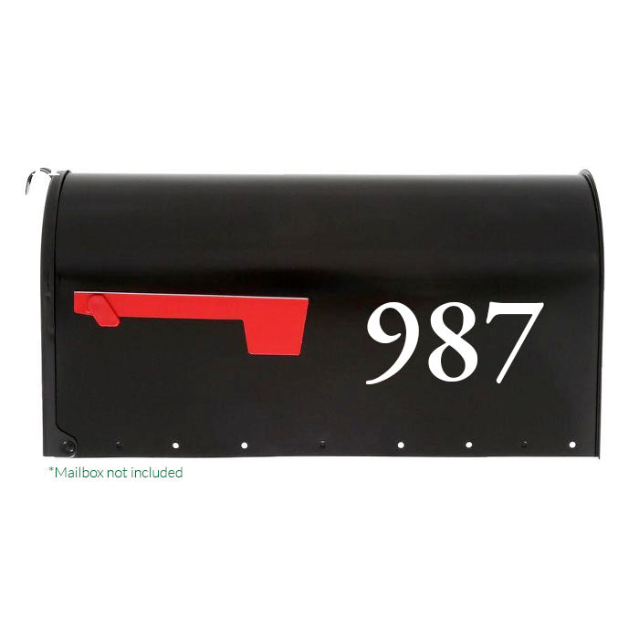 Customized number decal on a mailbox.